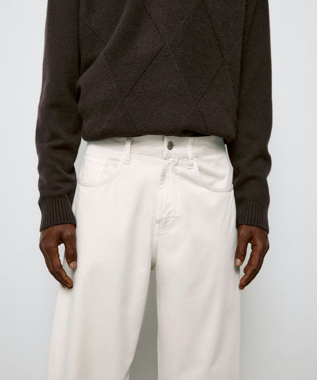 마시모두띠(MASSIMO DUTTI) 포플린 배럴핏 데님 팬츠