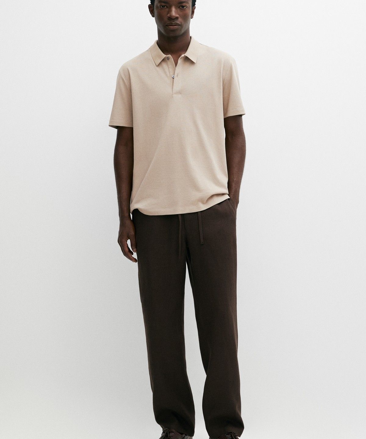 마시모두띠(MASSIMO DUTTI) 텍스처드 100% 코튼 폴로 셔츠