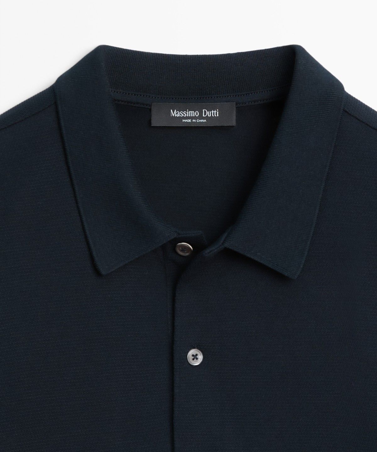 마시모두띠(MASSIMO DUTTI) 텍스처드 100% 코튼 폴로 셔츠