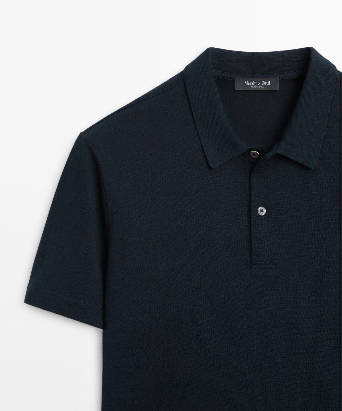 마시모두띠(MASSIMO DUTTI) 텍스처드 100% 코튼 폴로 셔츠