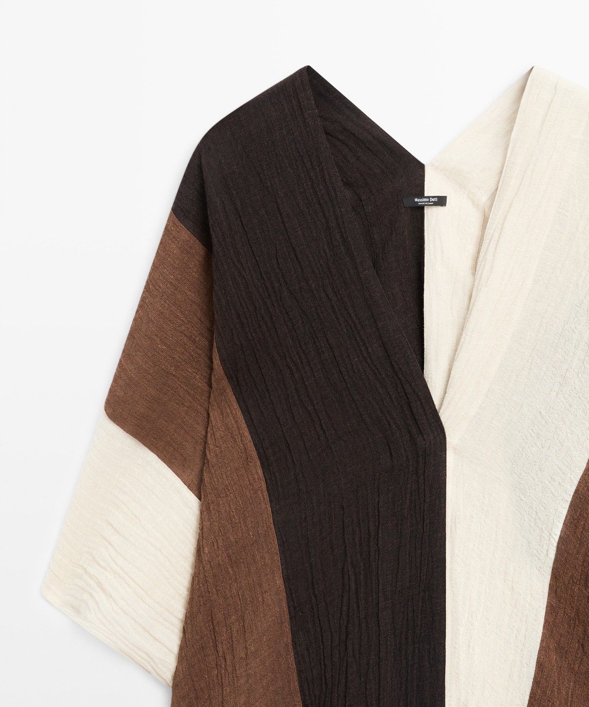 마시모두띠(MASSIMO DUTTI) 텍스처 린넨 블렌드 트리컬러 카프탄