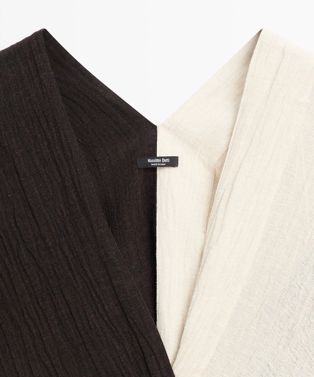마시모두띠(MASSIMO DUTTI) 텍스처 린넨 블렌드 트리컬러 카프탄