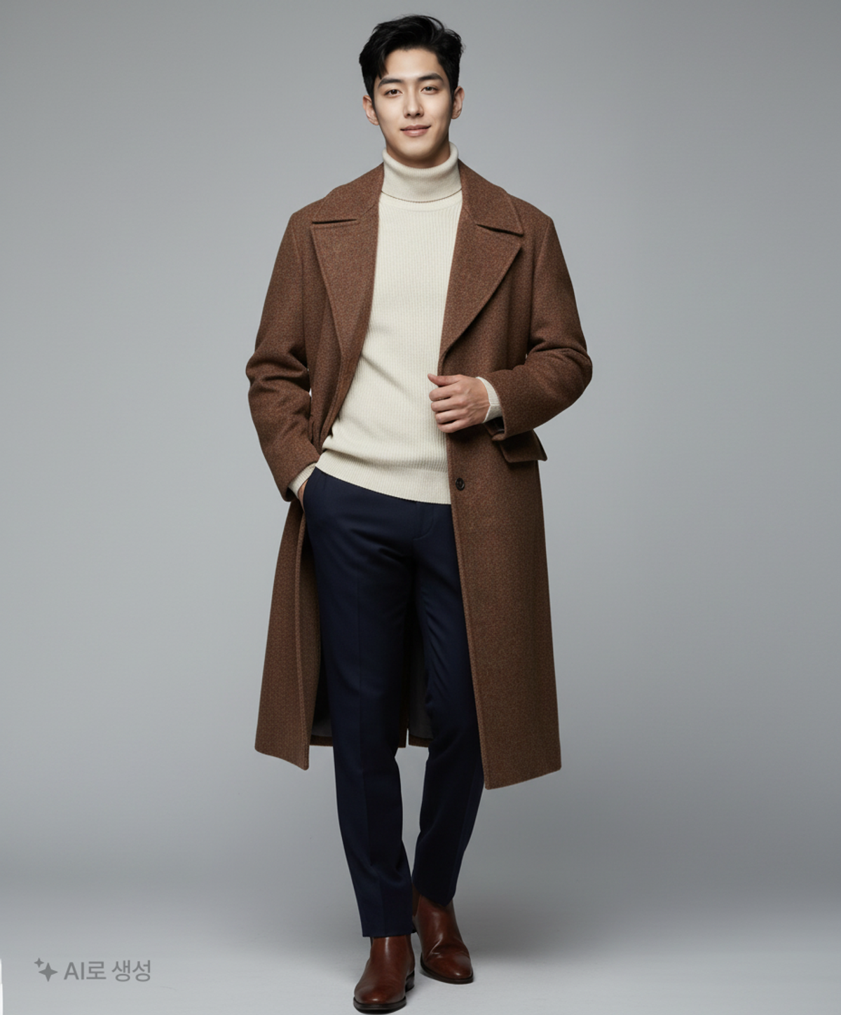 메종미네드(MAISON MINED) BLEND BROWN HALF DOUBLE COAT S