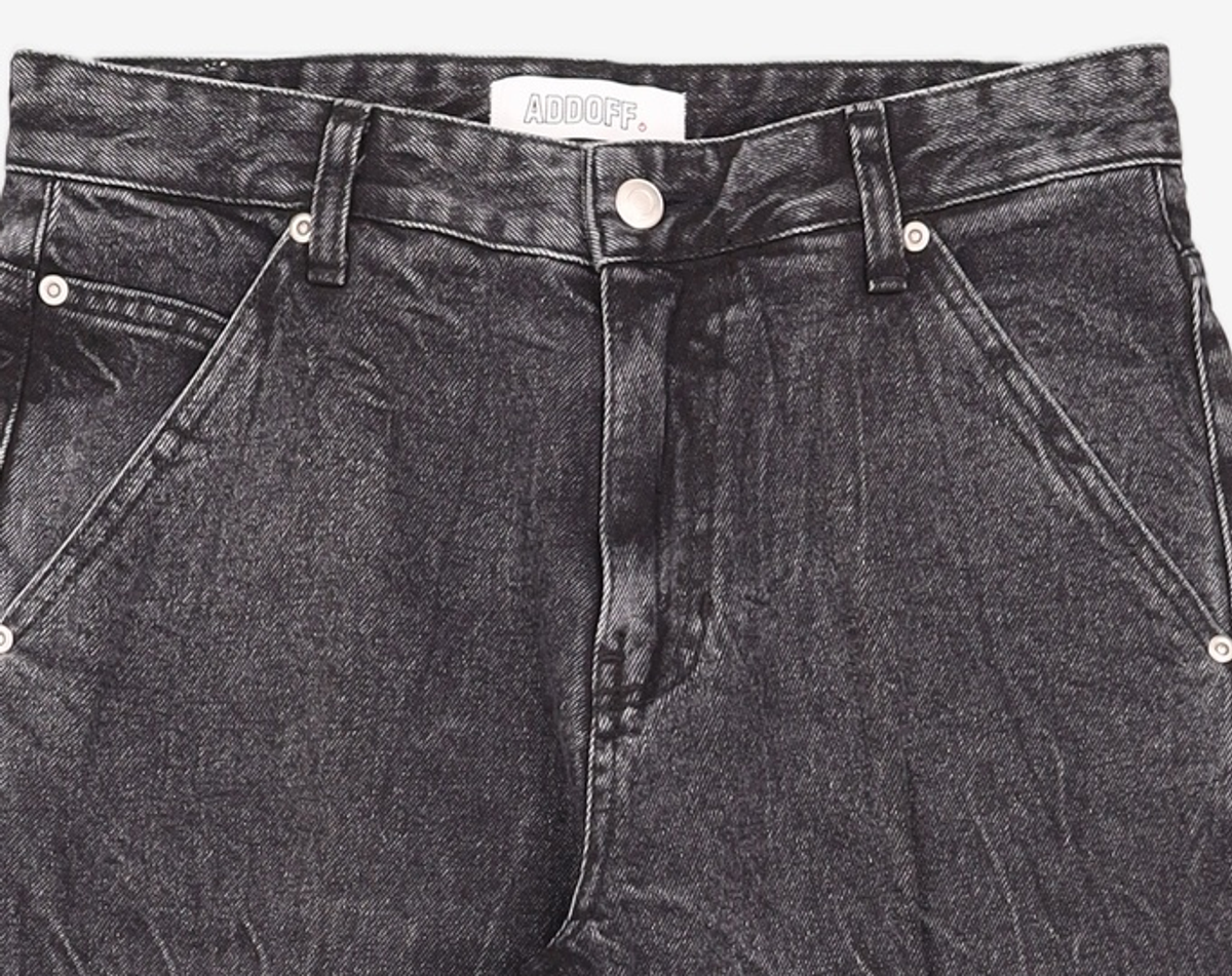 애드오프(ADDOFF) Lightning Washed Crop Denim Pants - Black S