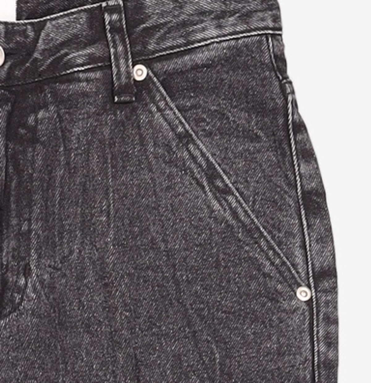 애드오프(ADDOFF) Lightning Washed Crop Denim Pants - Black S