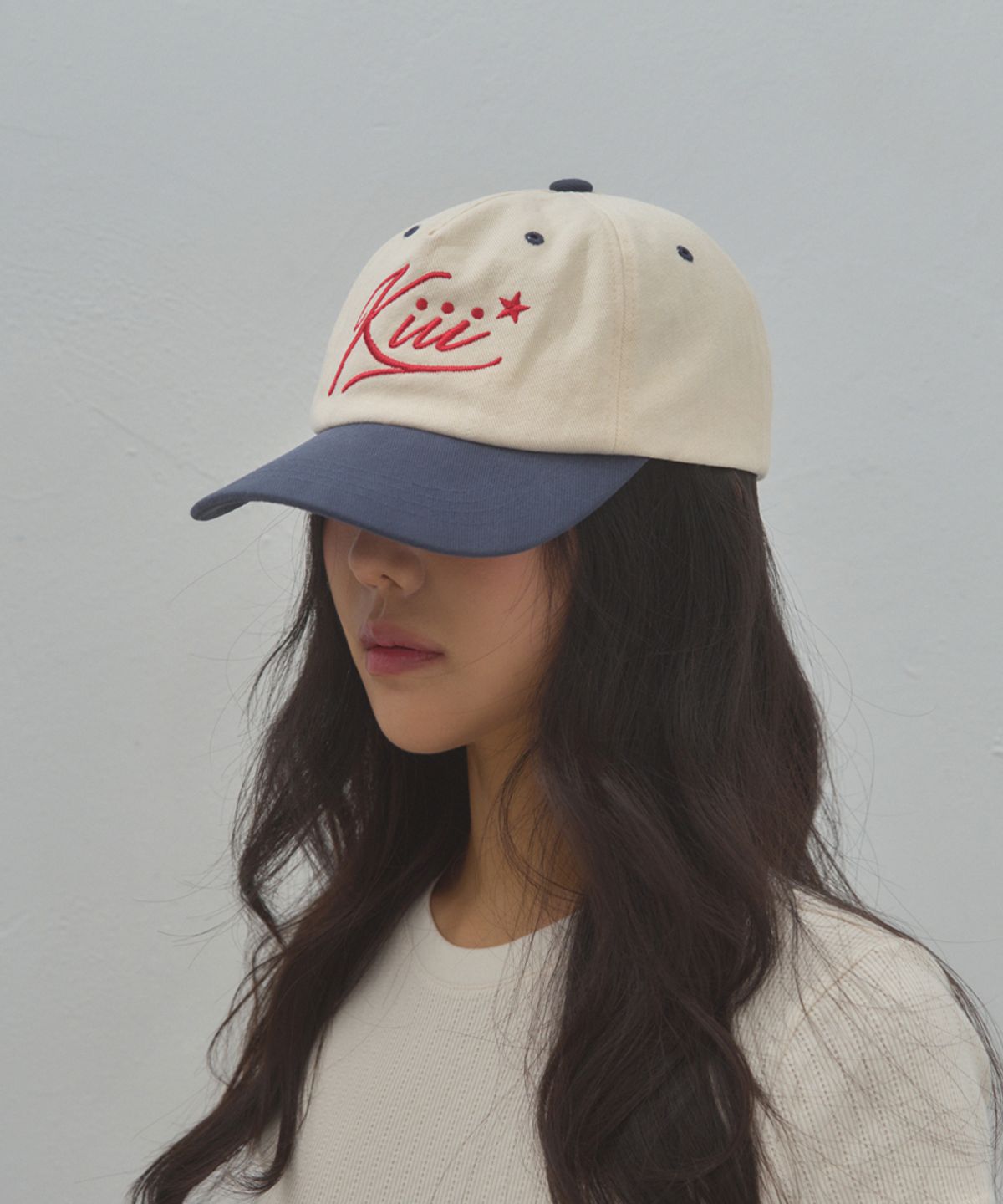 키미미(KIMIMI) 키이 스타 로고 볼캡 네이비 크림