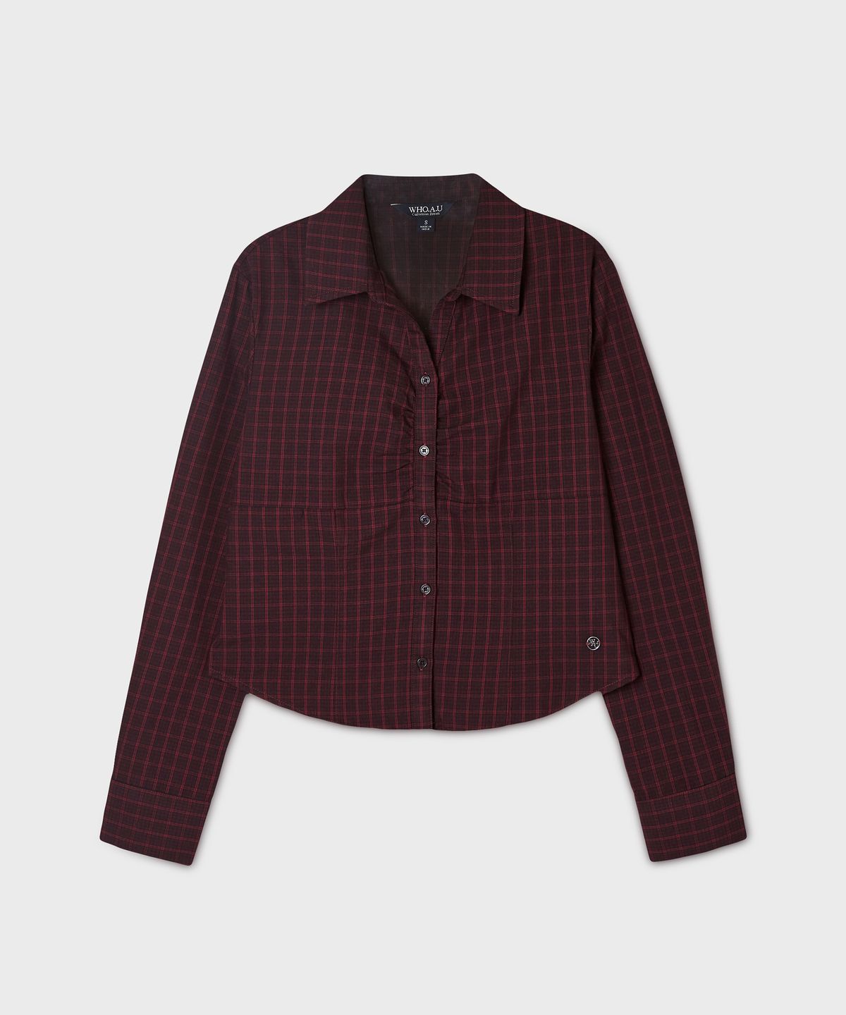 후아유(WHO.A.U) Slim Fit Check Blouse / WHBLG3831F
