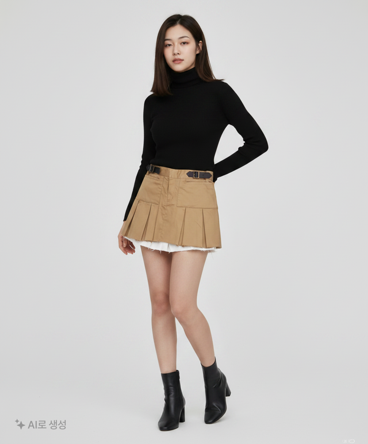 키르시(KIRSH) 키르시 로우 웨이스트 플리츠 스커트 [브라운] 2