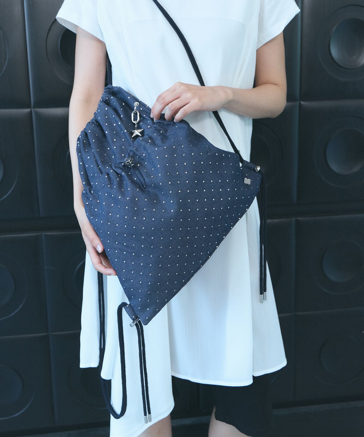 오아트(OART) Star Denim Gymsack String Bag [INDIGO BLUE]