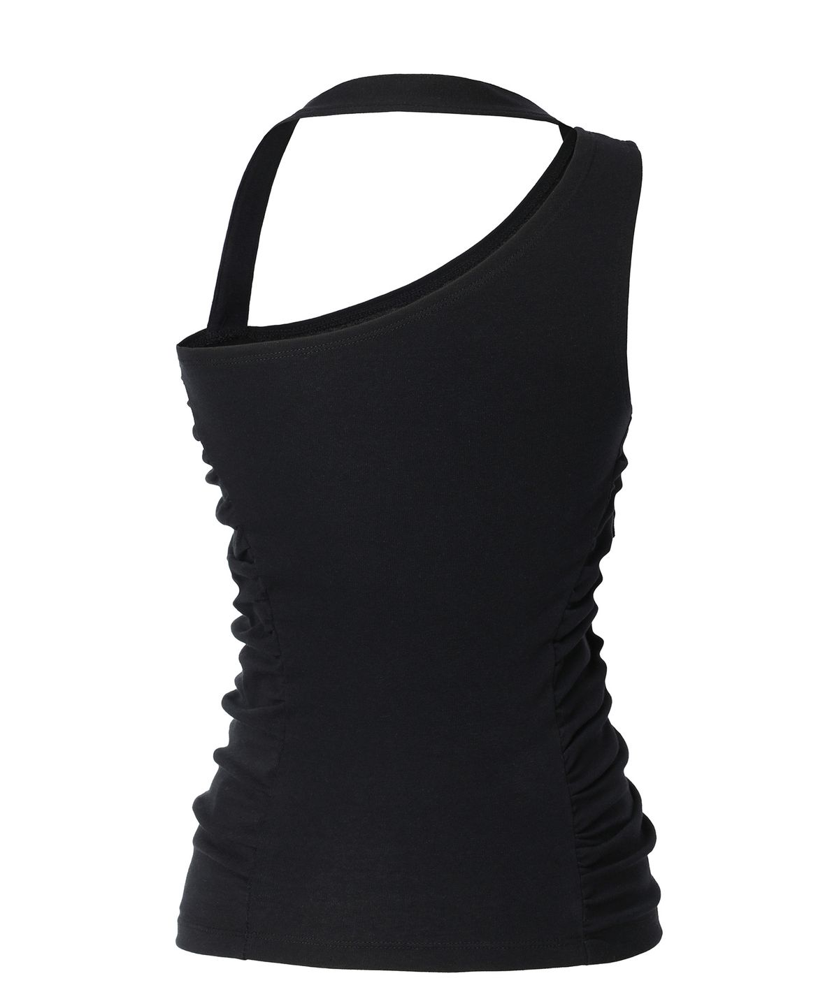 이네기(INEGI) Curved Shirring Slit Top (black)