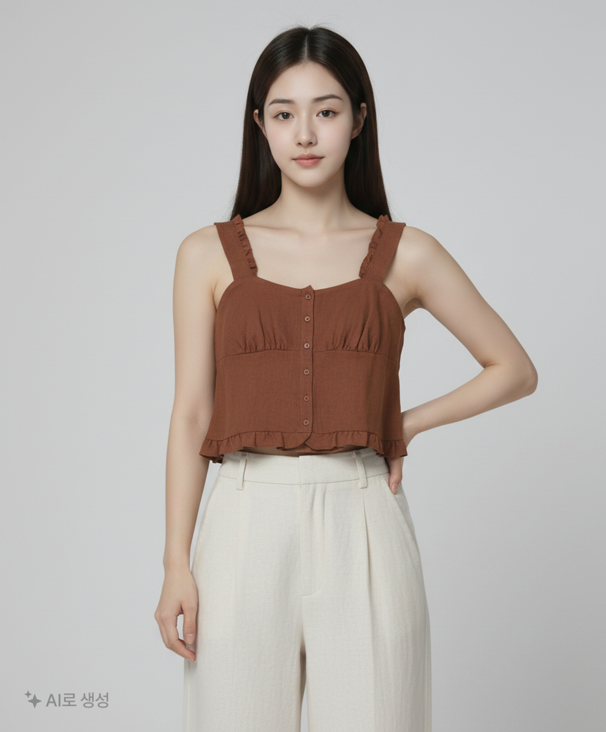 미쏘(MIXXO) 스퀘어넥 러플 나시 블라우스_MIWBND711G S