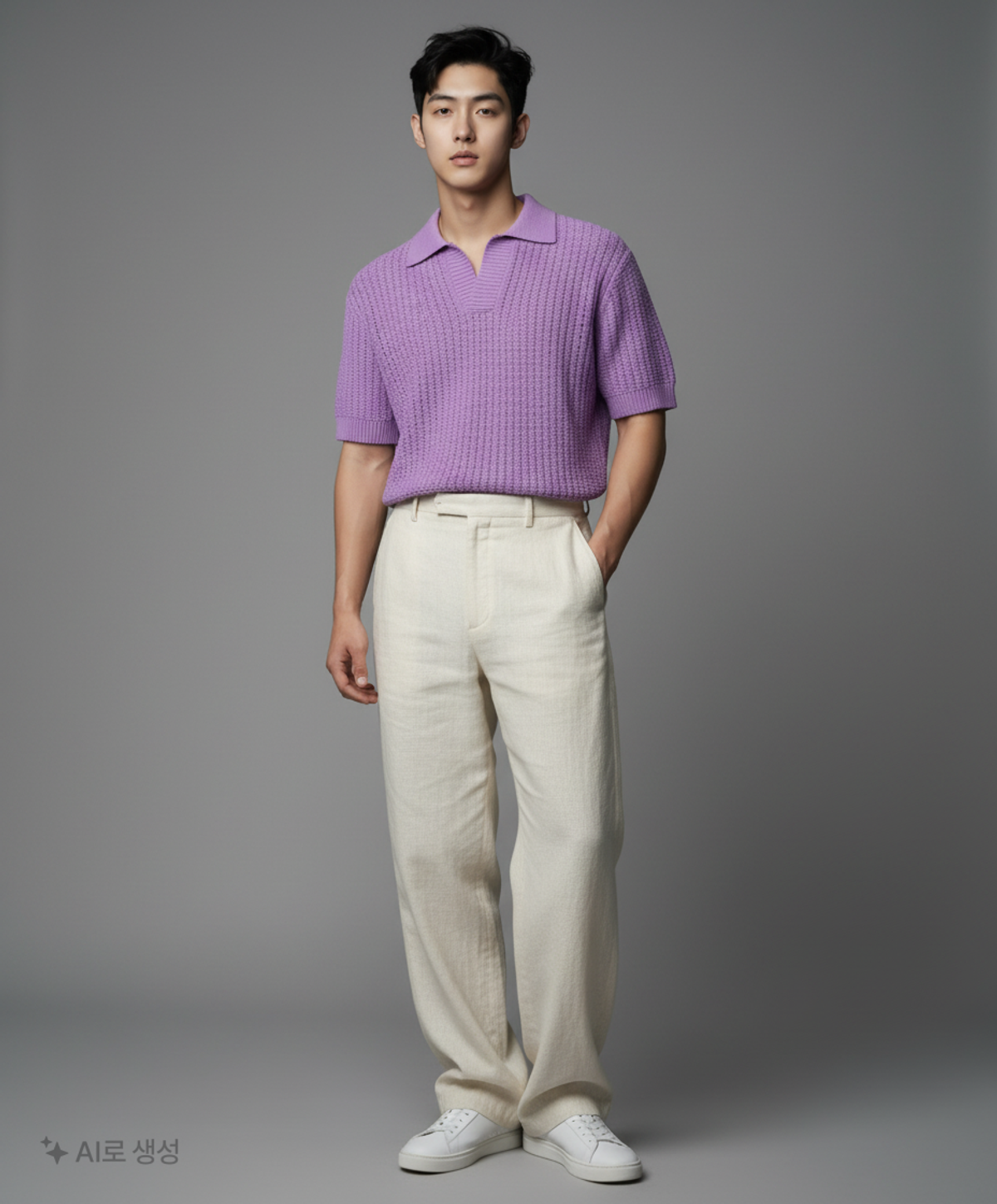 마틴플랜(MARTIN PLAN) Lilac Half Knit Shirts - PURPLE S
