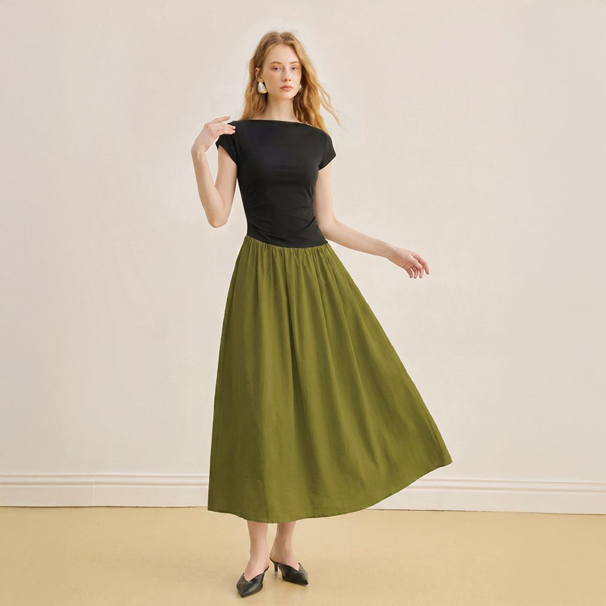 와이와이아이엠(YYIAM) YY_Elegant patchwork dress_2color