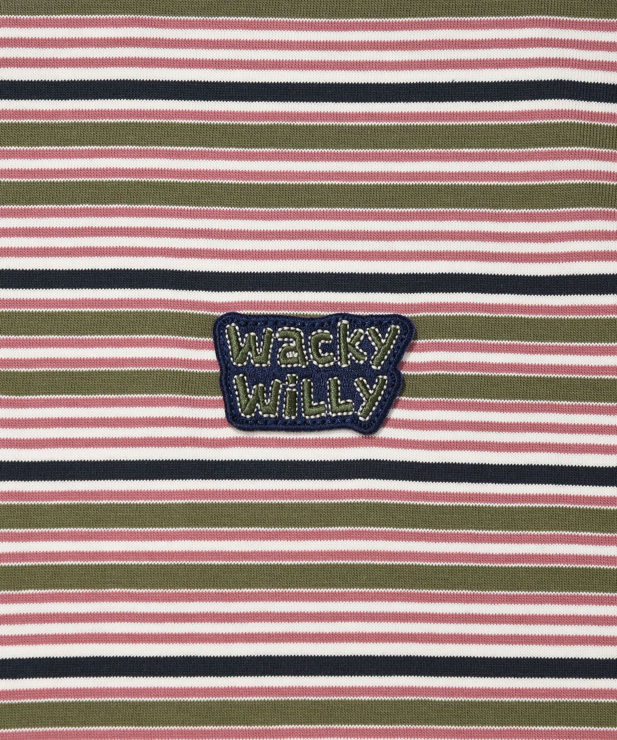 와키윌리(WACKY WILLY) 멀티 스트라이프 와펜 반팔티셔츠 핑크