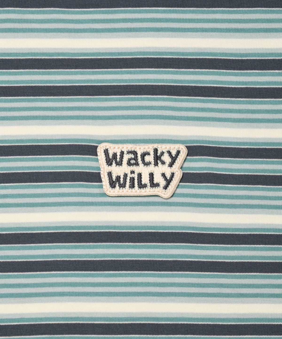 와키윌리(WACKY WILLY) 멀티 스트라이프 와펜 반팔티셔츠 그린