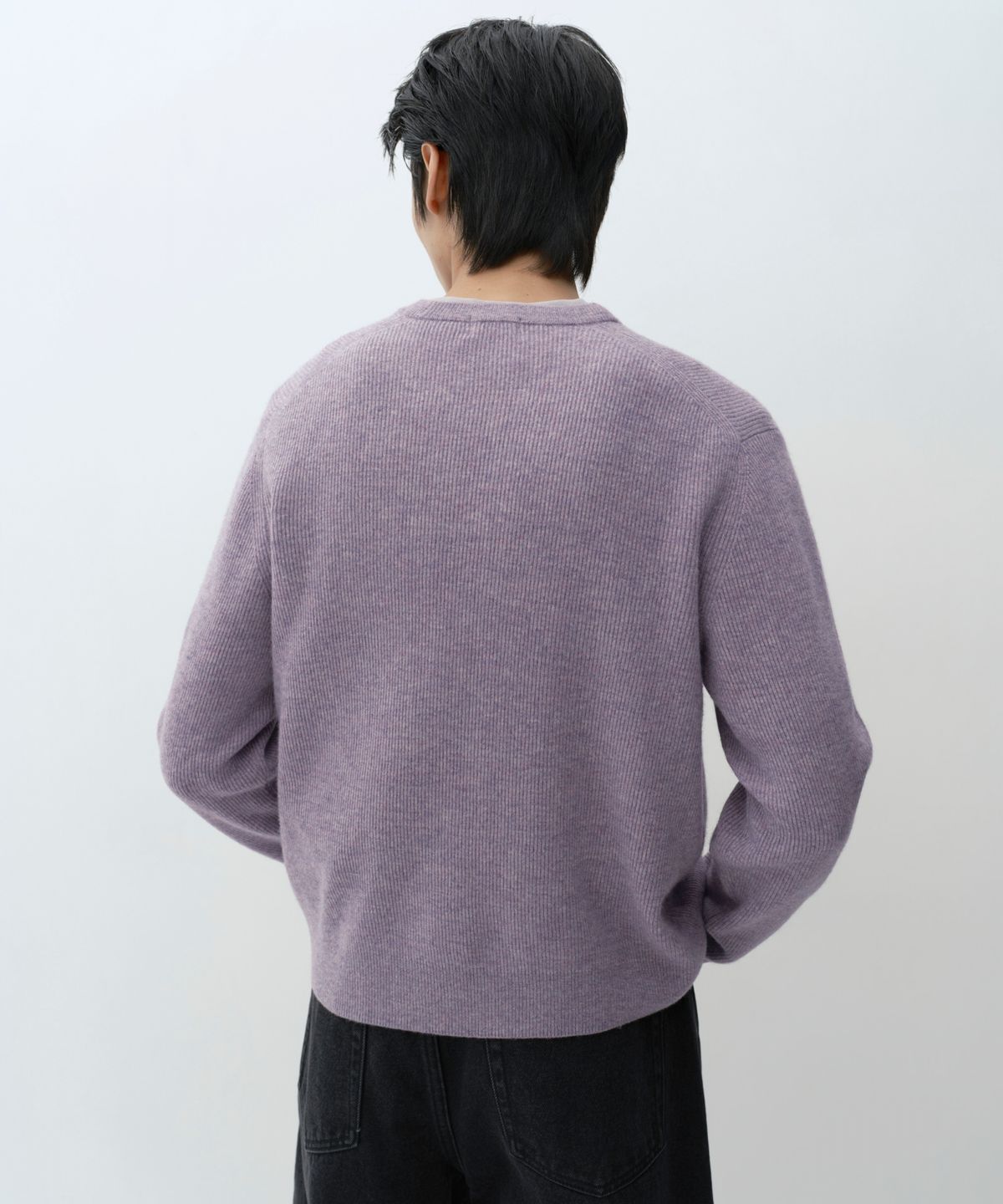 무신사 스탠다드(MUSINSA STANDARD) [빅토리아 울] 미니멀 리브드 크롭 니트 [퍼플]