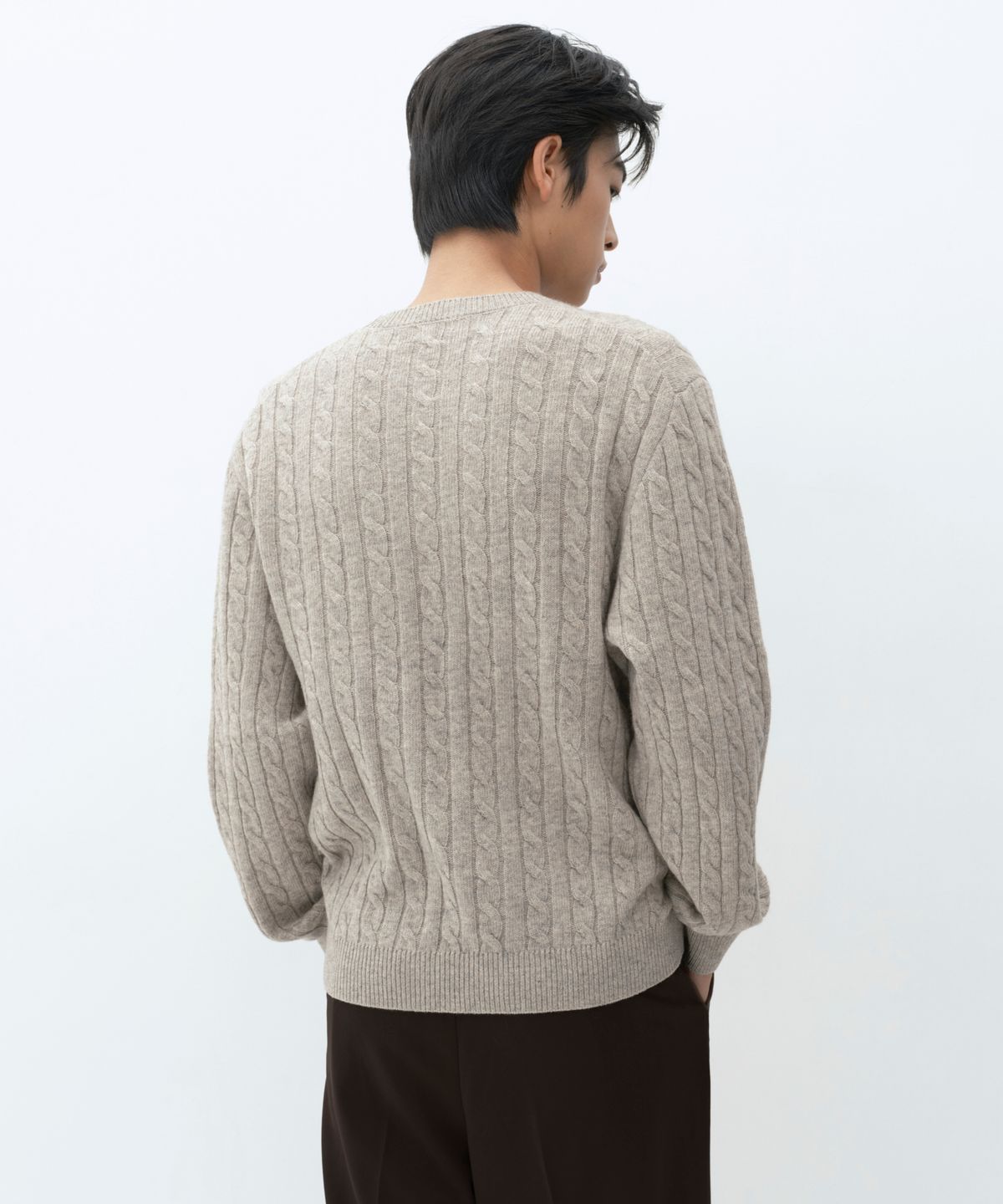 무신사 스탠다드(MUSINSA STANDARD) [빅토리아 울] 케이블 크루 넥 니트 [오트밀]