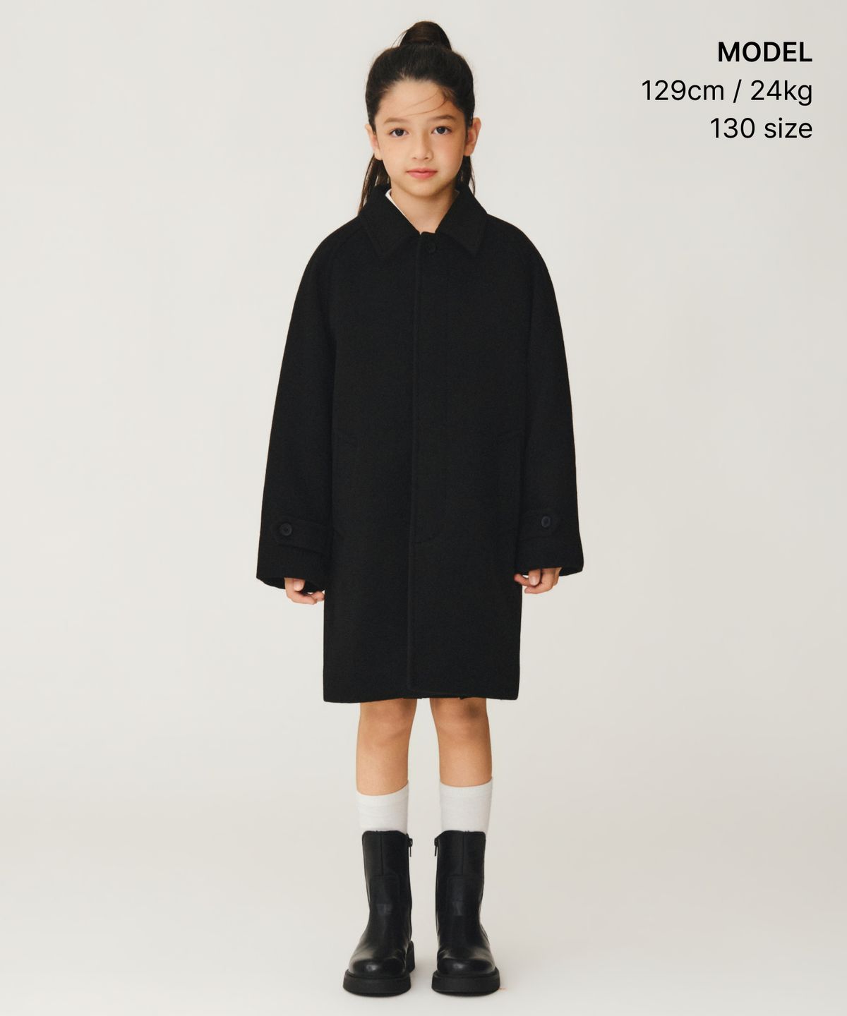 무신사 스탠다드 키즈(MUSINSA STANDARD KIDS) 울 블렌드 발마칸 코트 [블랙]