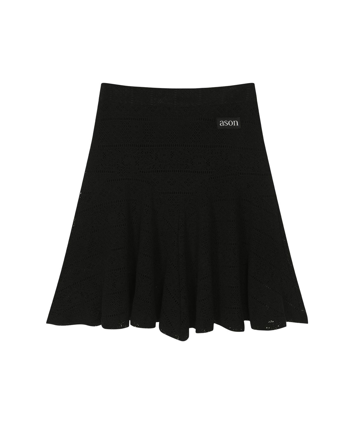 애즈온(ASON) WAVY LACE MIDI SKIRT / BLACK