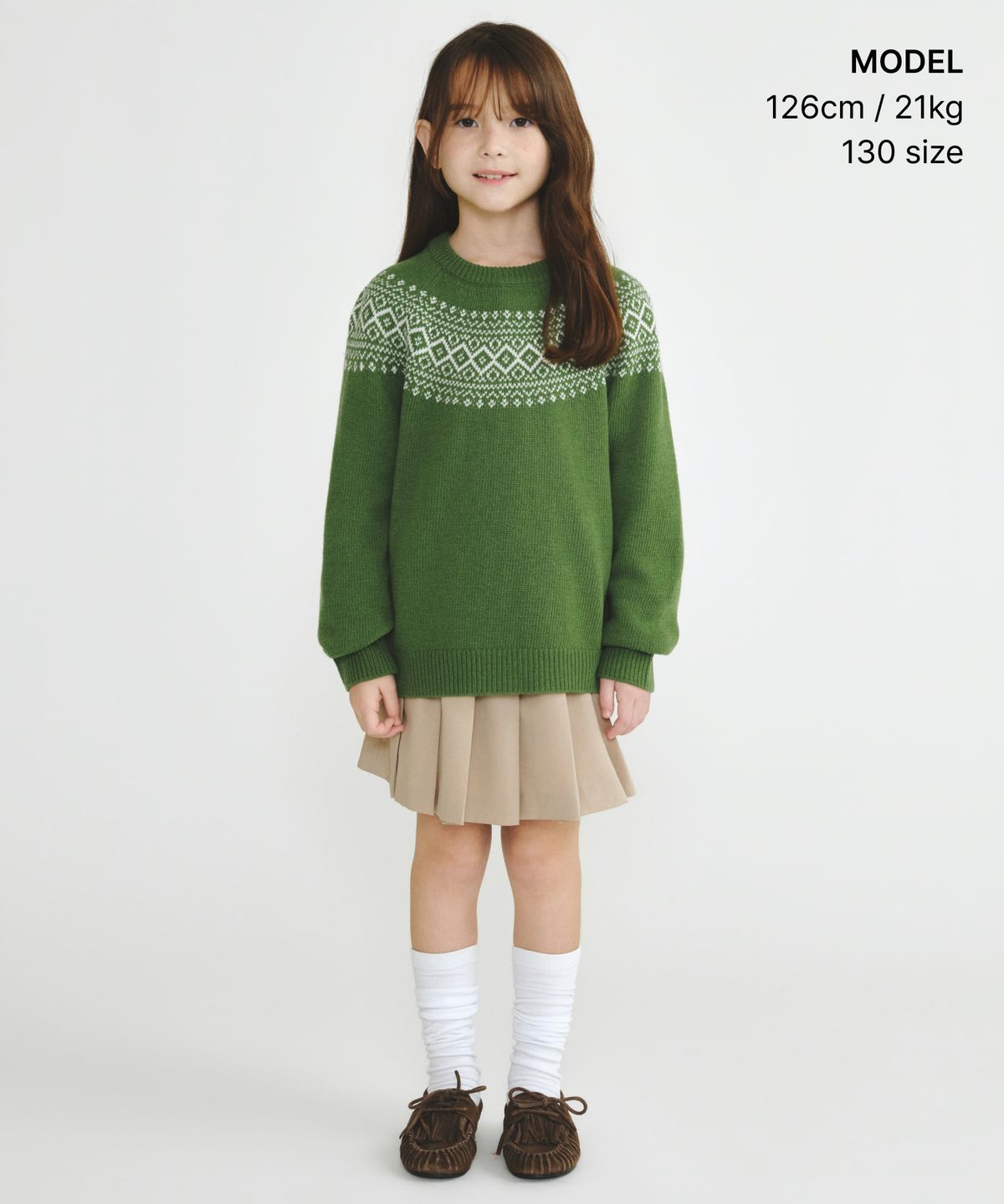 무신사 스탠다드 키즈(MUSINSA STANDARD KIDS) 페어 아일 크루 넥 니트 3 [그린]