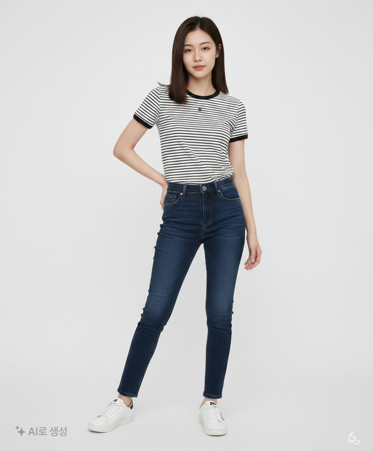 버커루(BUCKAROO) 여성 C/P 링거 반팔 티셔츠 혼합 XS