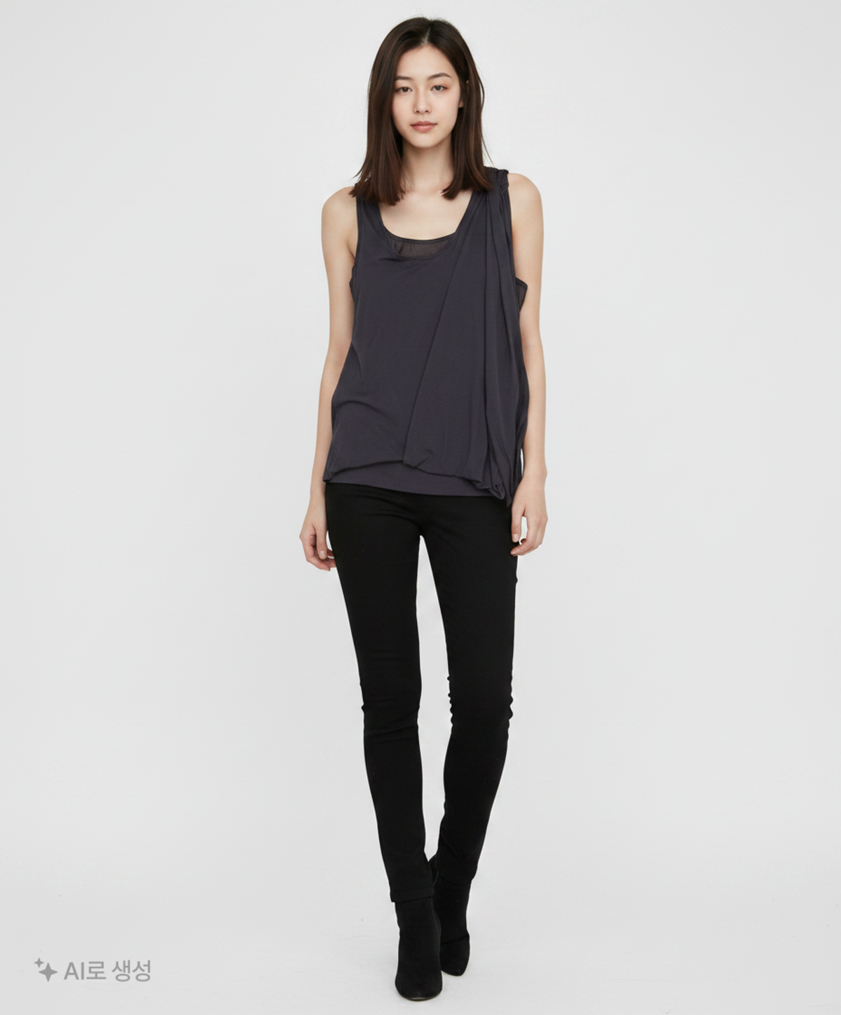 플레어업(FLAREUP) Asymmetrical Layered Sleeveless (FL-169_Black) FREE