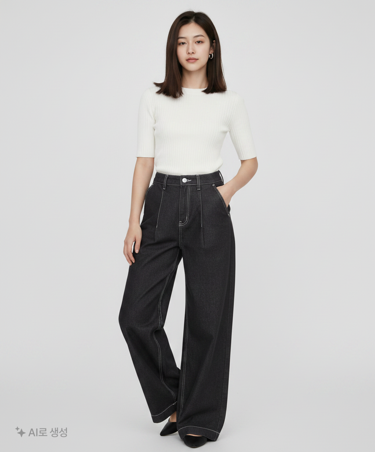 미쏘(MIXXO) 논페이드 데님 슬랙스_MIWTJD923J 26