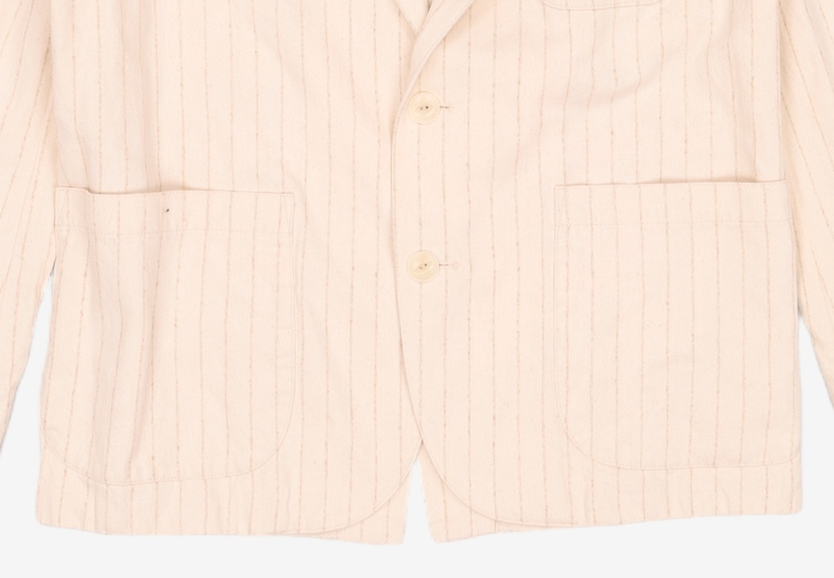 커스텀멜로우(CUSTOMELLOW) [black label] ivory stripes 3b jacket (set-up)_CLJAM24113IVX 100