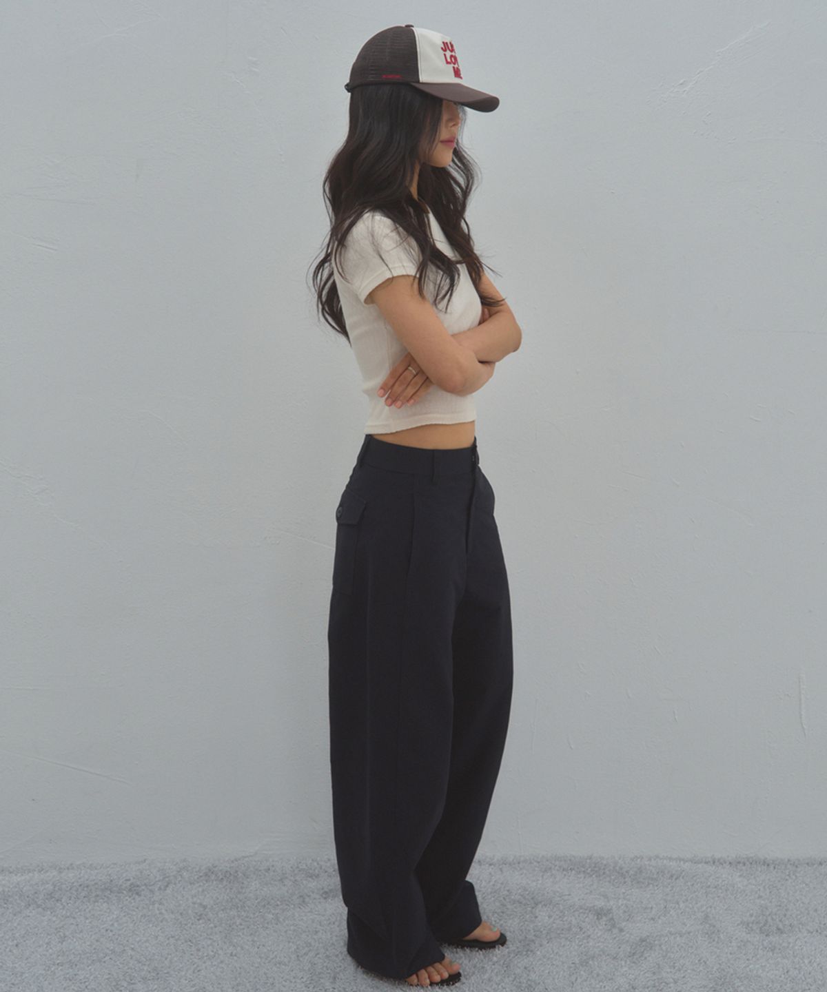 키미미(KIMIMI) 저스트 러브 미 메쉬 볼캡 브라운 콤비