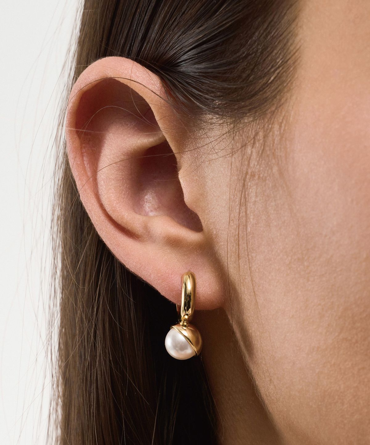 리스(LISSE) [925 SILVER] DOT PEARL HOOP E