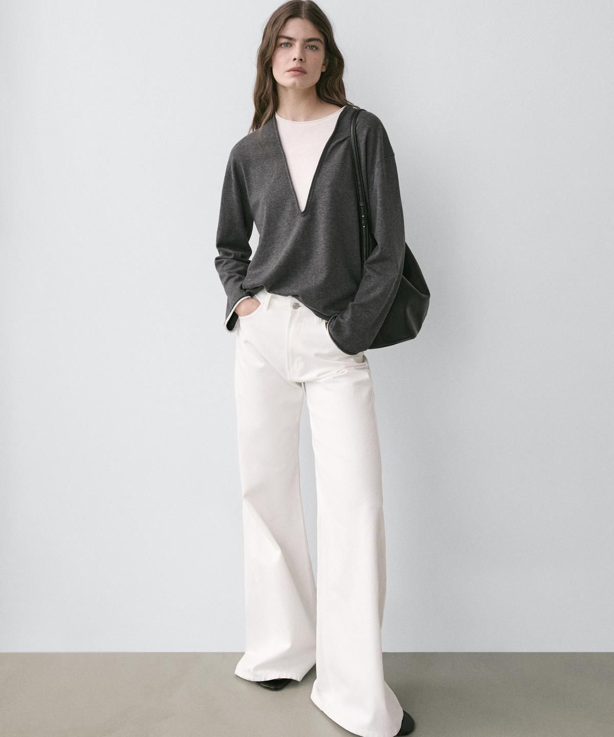 마시모두띠(MASSIMO DUTTI) 코튼 블렌드 콤비 니트 스웨터