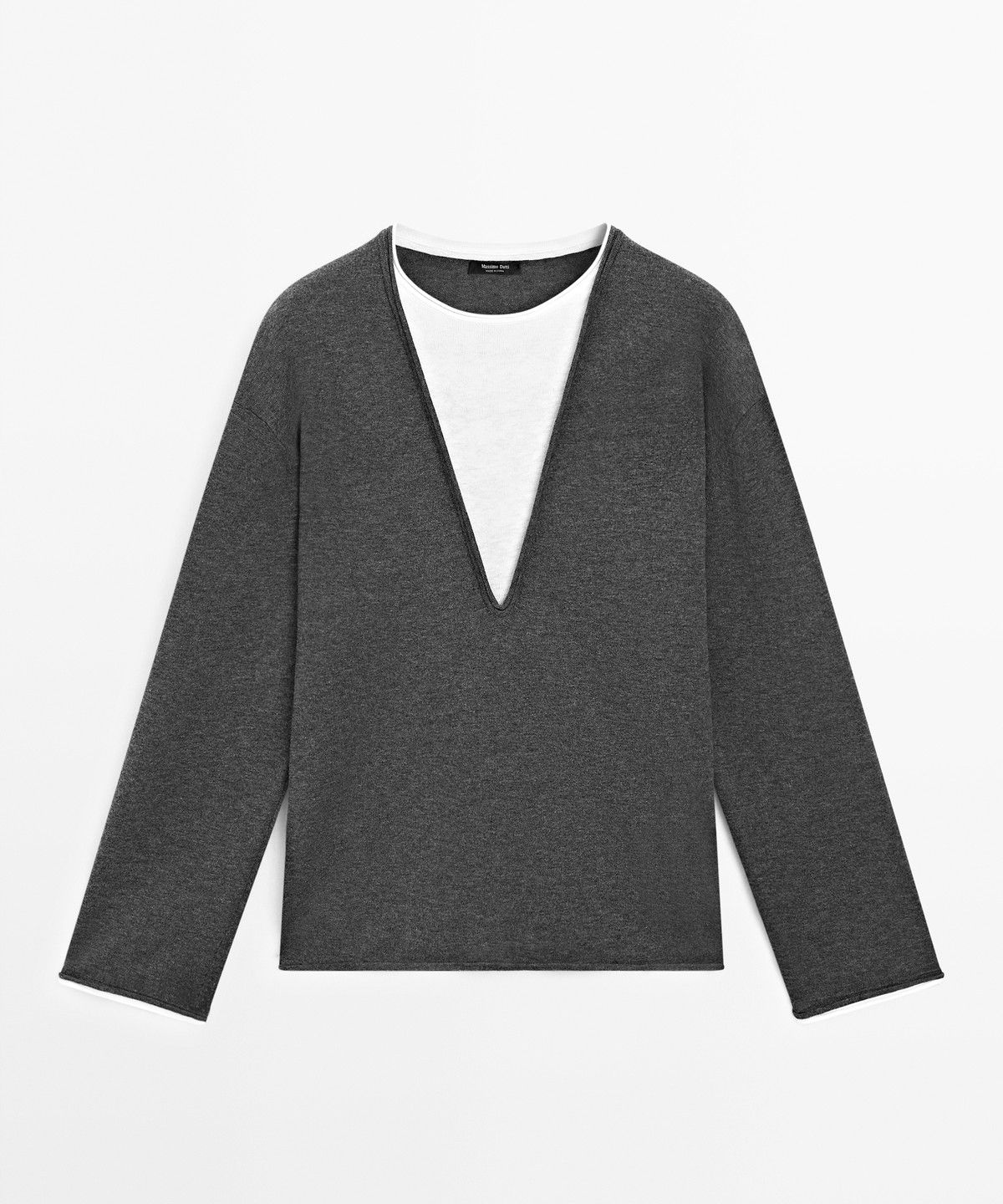 마시모두띠(MASSIMO DUTTI) 코튼 블렌드 콤비 니트 스웨터