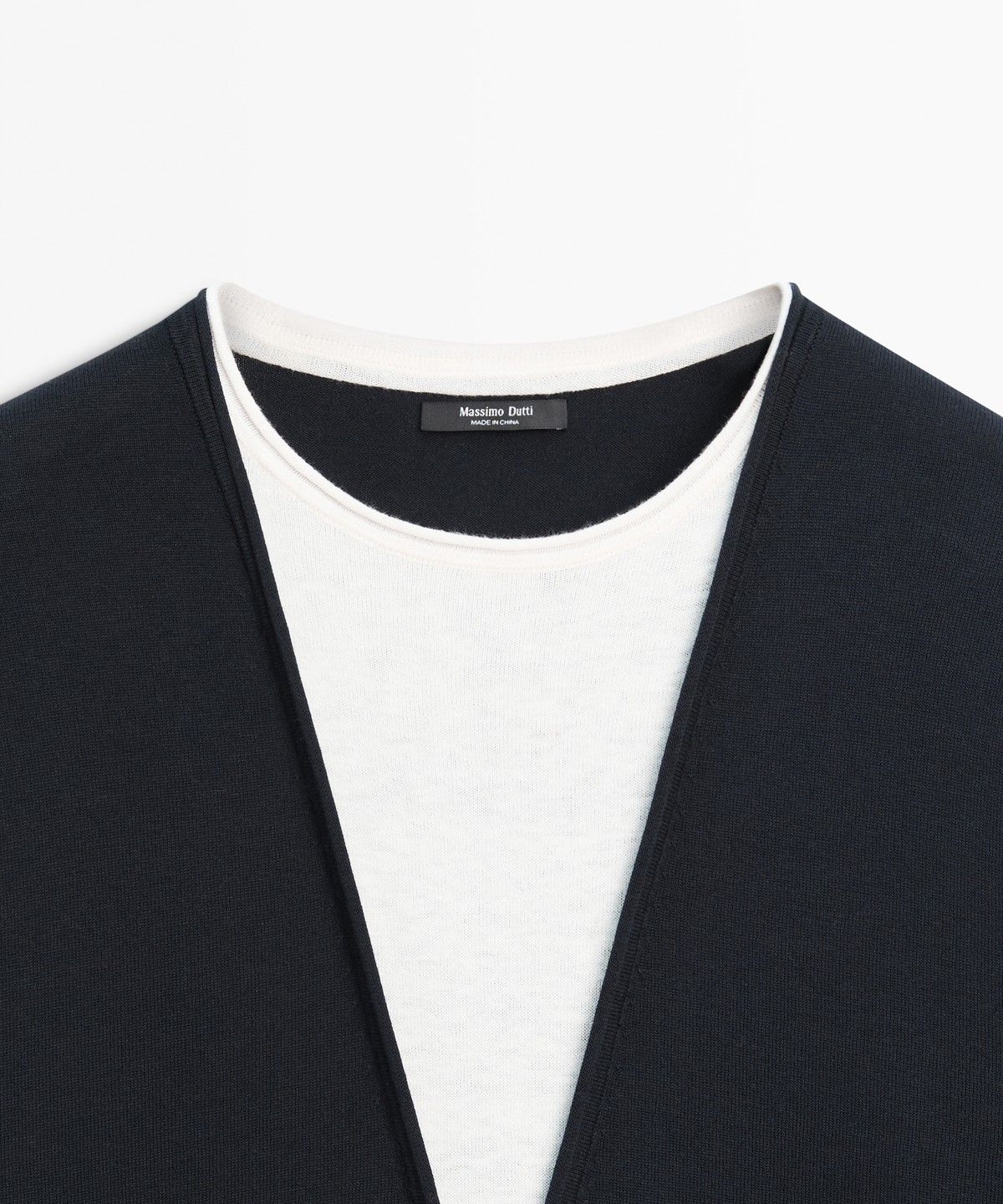 마시모두띠(MASSIMO DUTTI) 코튼 블렌드 콤비 니트 스웨터