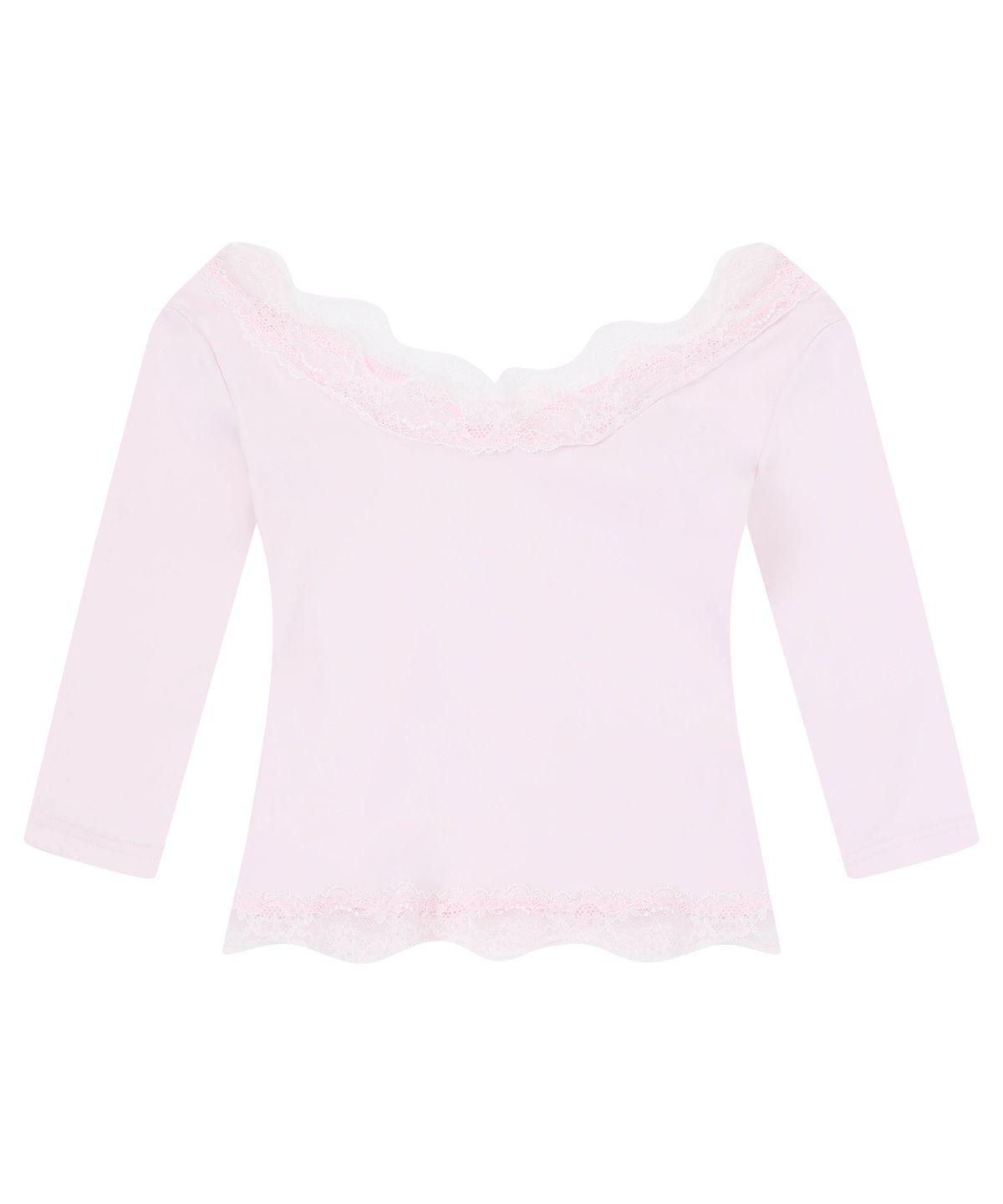로잔느(ROSEANNE) Sweetie Lace Trim 3/4 Sleeve Tee (Jelly Pink)