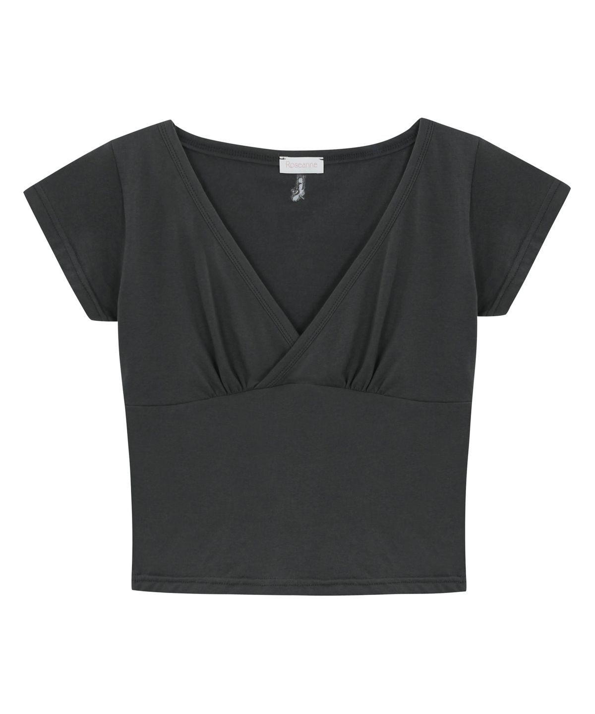 로잔느(ROSEANNE) Monica V-Neck Tee (Charcoal)