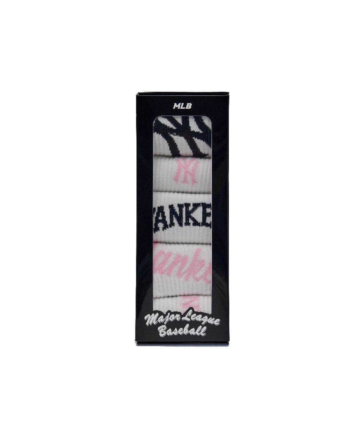 엠엘비 키즈(MLB KIDS) 베이직 로고 크루 양말 세트(5번들) NY (Pink)