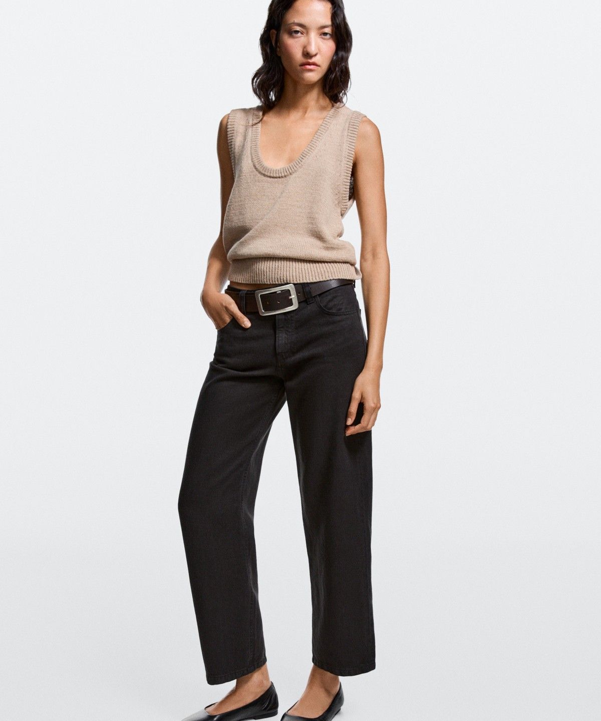 마시모두띠(MASSIMO DUTTI) 크롭 로우라이즈 스트레이트 핏 진