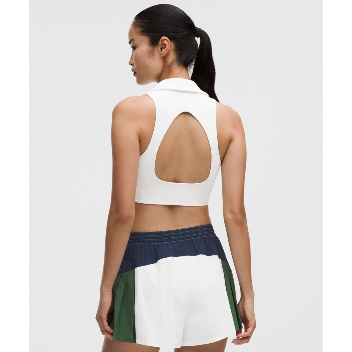 룰루레몬(LULULEMON) 칼라드 롱라인 리브드 테니스 브라 *미디엄 서포트, B C컵  WHT