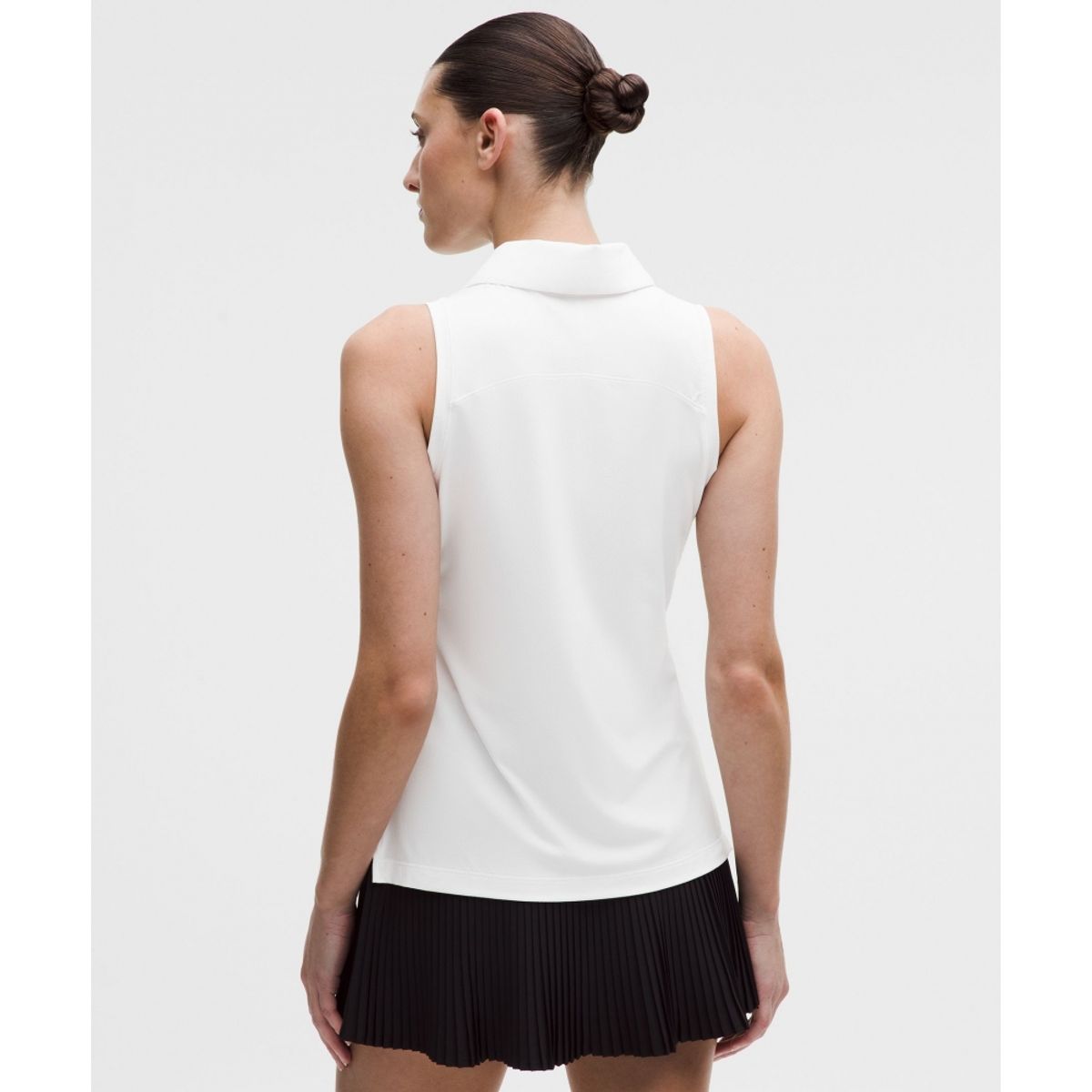 룰루레몬(LULULEMON) 퀵 드라이 슬리브리스 폴로 셔츠 *스트레이트 헴  WHT