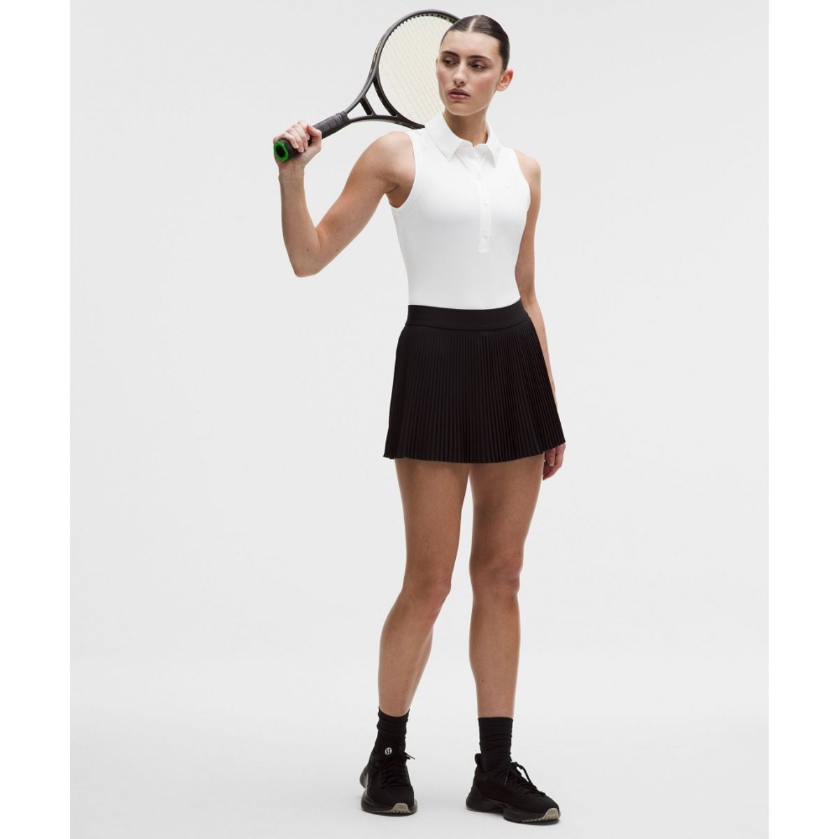 룰루레몬(LULULEMON) 퀵 드라이 슬리브리스 폴로 셔츠 *스트레이트 헴  WHT