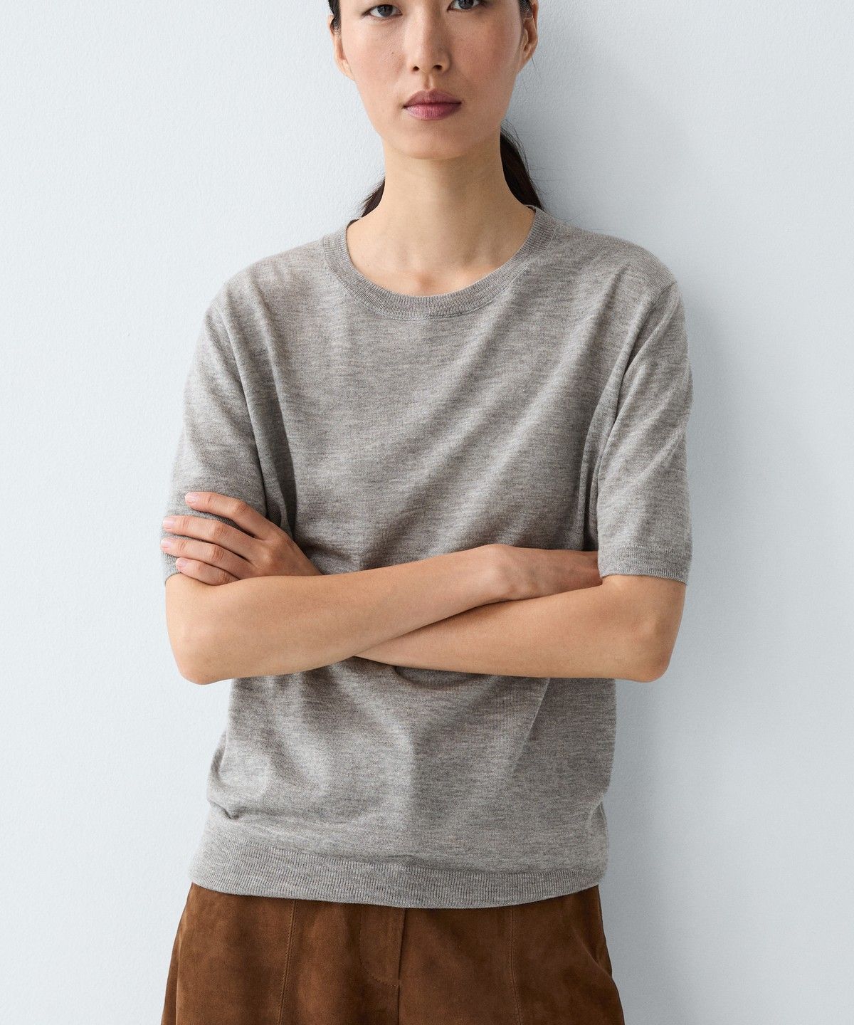 마시모두띠(MASSIMO DUTTI) 라이트웨이트 반팔 니트 스웨터