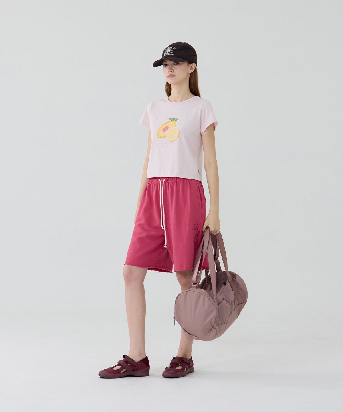 우네(OONE) Lemon Graphic T-Shirt_Light Pink