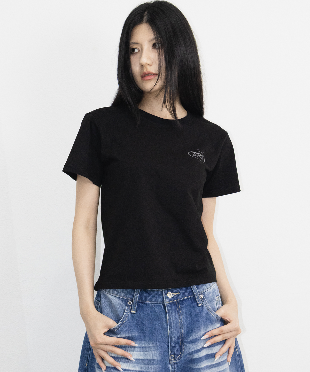 본엑스(BORNX) Brx Silicone Logo T-Shirt (Black)
