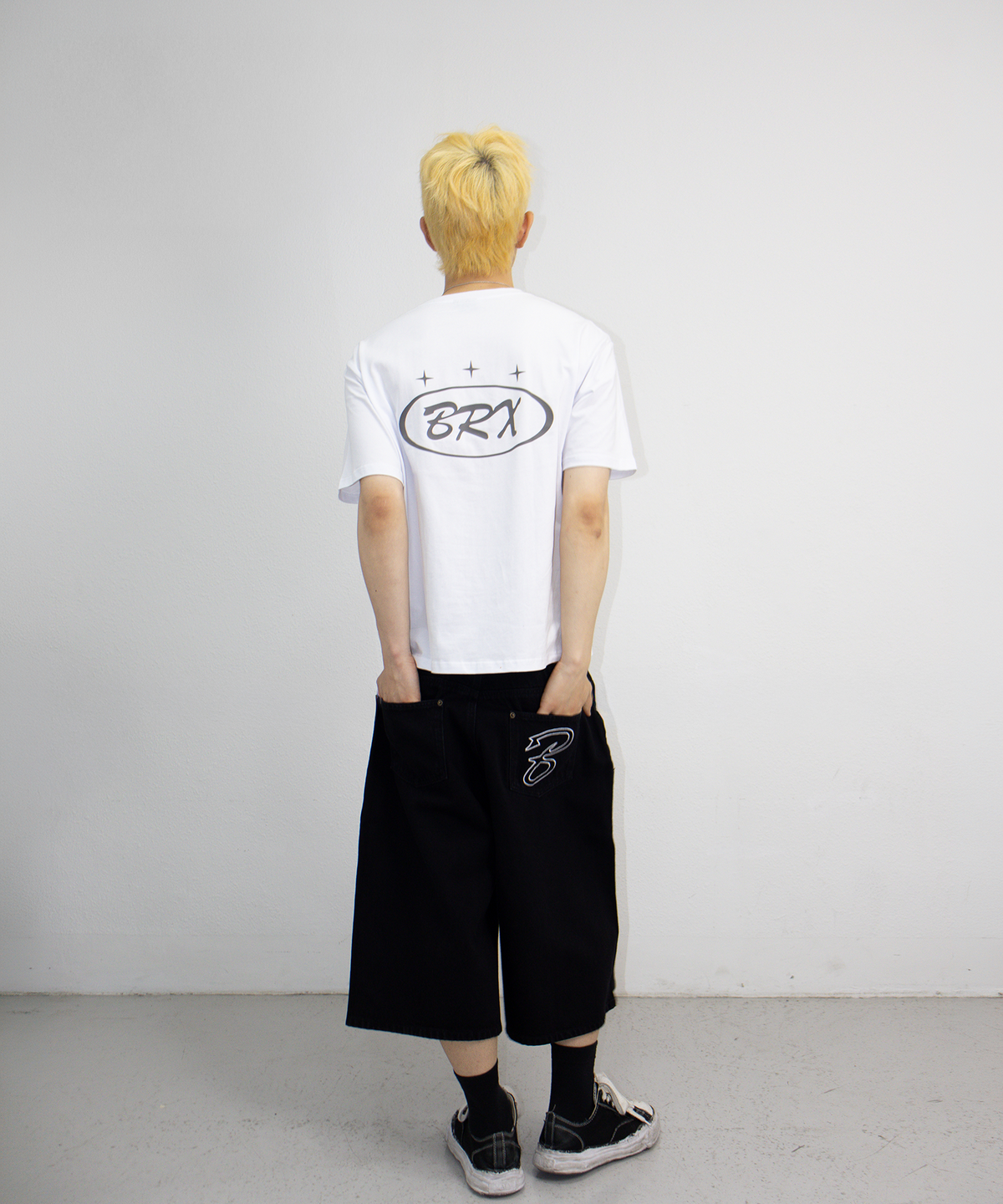 본엑스(BORNX) B Demim Bermuda Pants (Black)