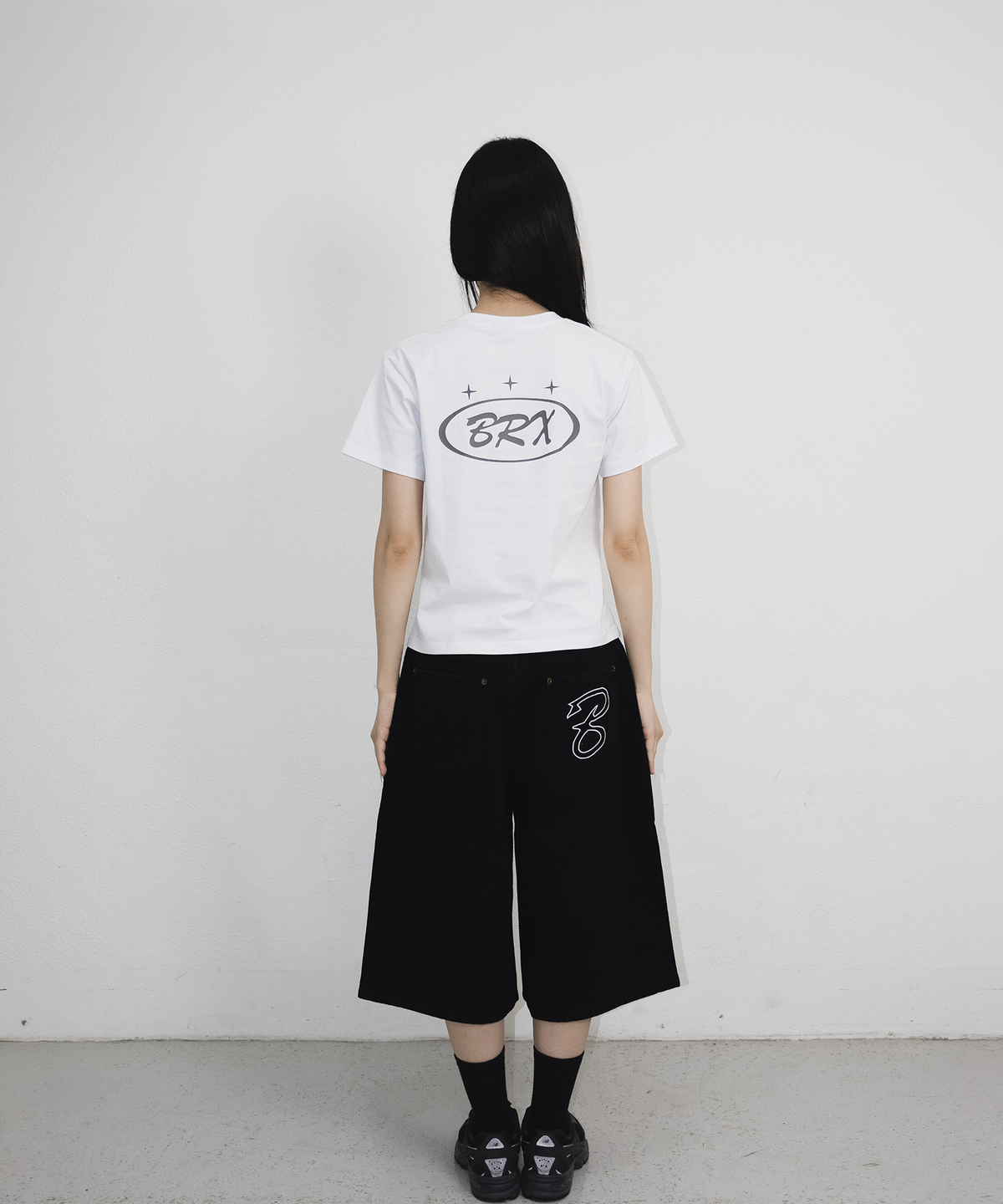 본엑스(BORNX) B Demim Bermuda Pants (Black)