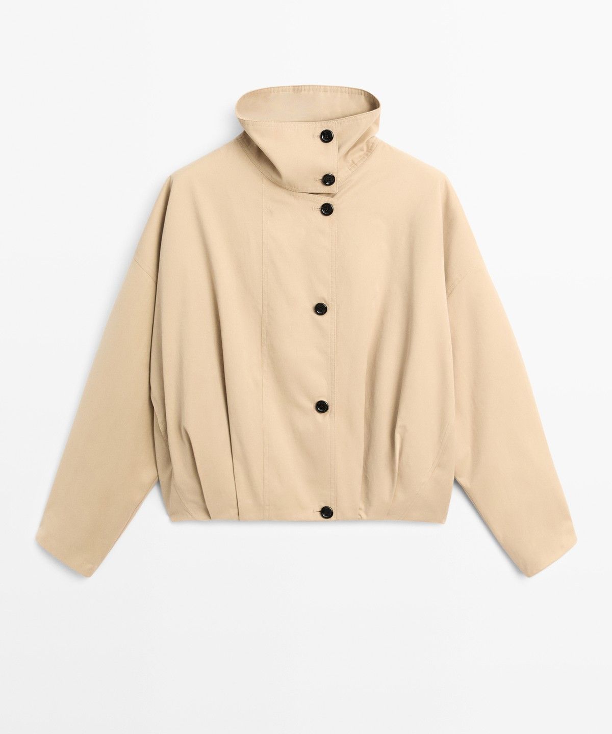 마시모두띠(MASSIMO DUTTI) 하이넥 플리츠 디테일 봄버 재킷