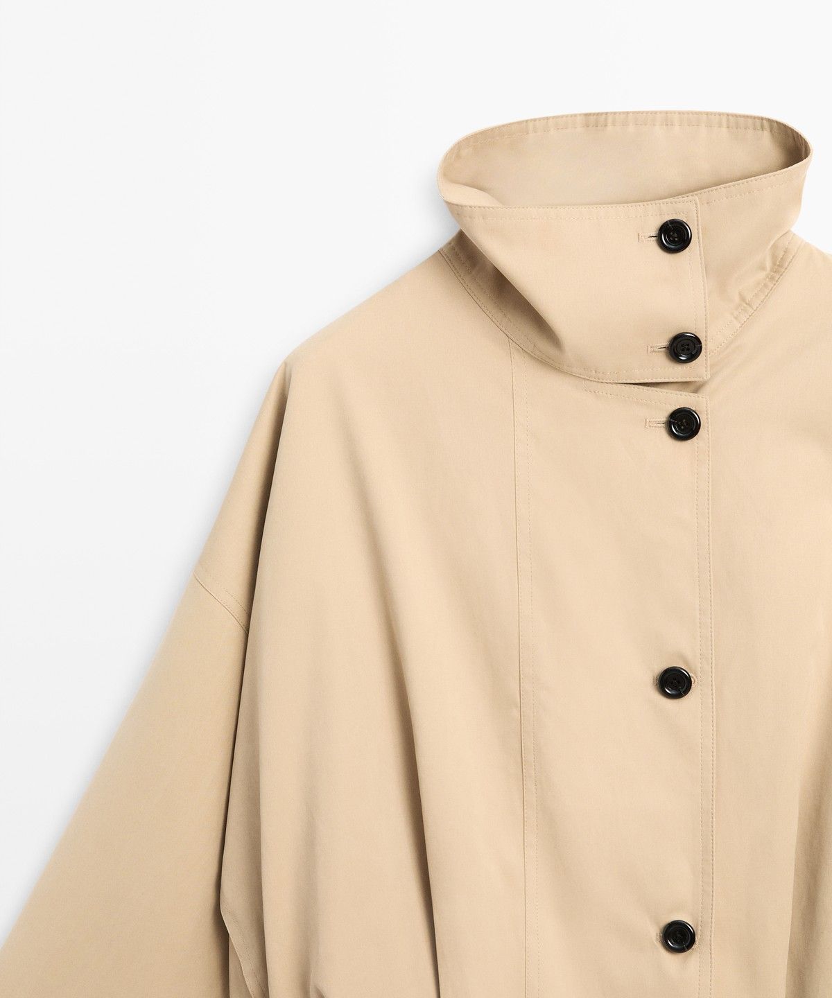 마시모두띠(MASSIMO DUTTI) 하이넥 플리츠 디테일 봄버 재킷
