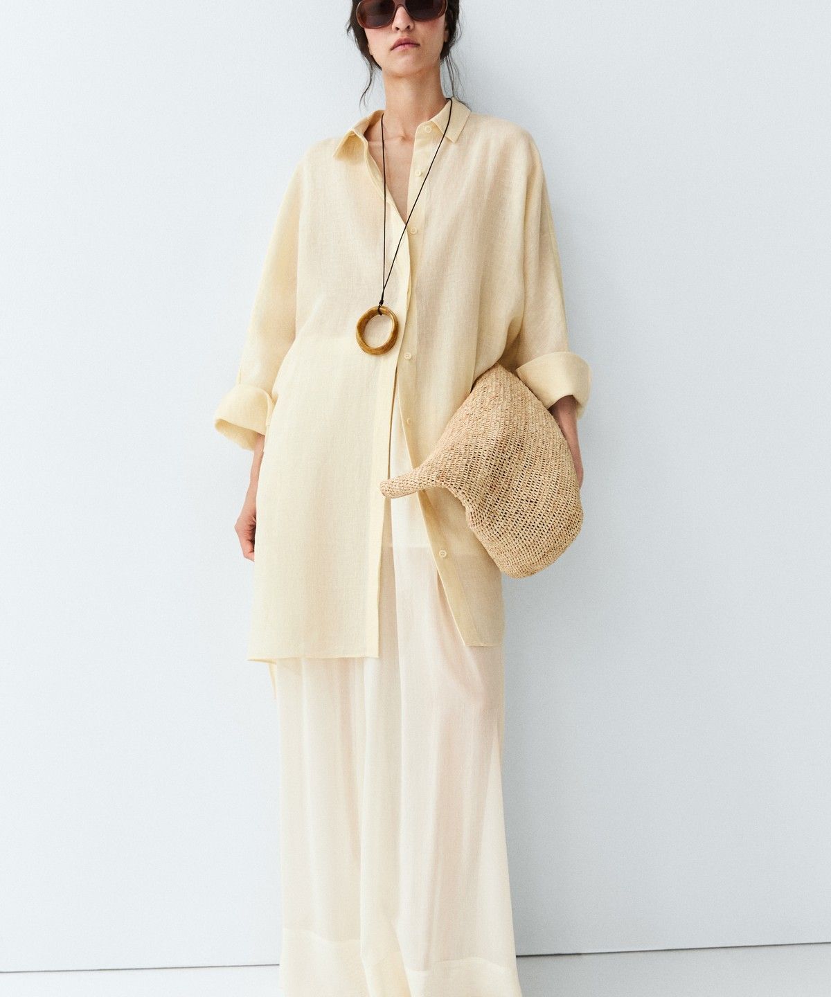마시모두띠(MASSIMO DUTTI) 100% 린넨 쇼트 셔츠 원피스