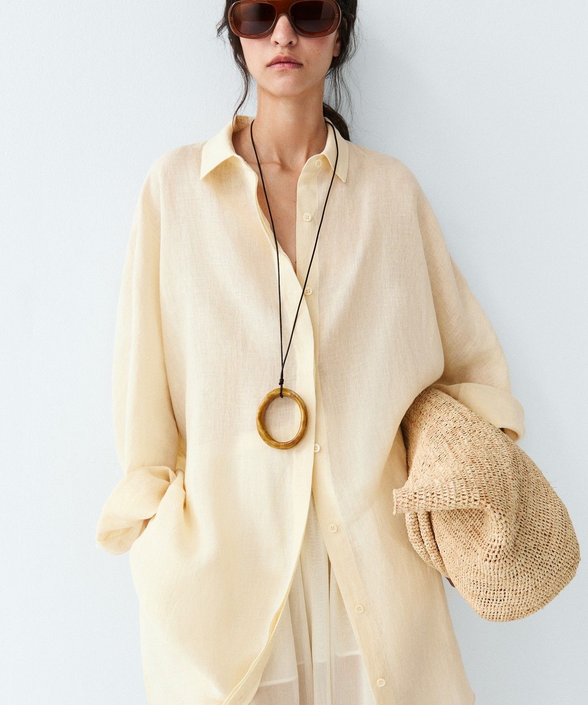 마시모두띠(MASSIMO DUTTI) 100% 린넨 쇼트 셔츠 원피스