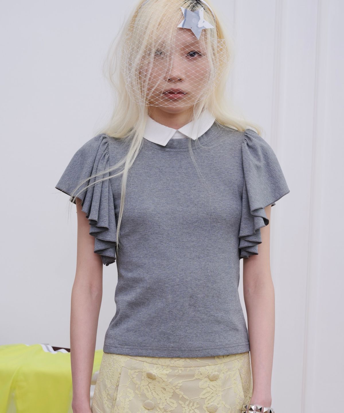 소르베룸(SORVETROOM) Layered Collar Frill Top